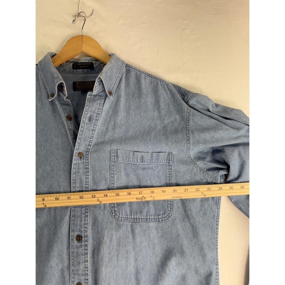 Chaps Ralph Lauren Shirt Mens Large Blue Denim Button Down Long Sleeve Casual
